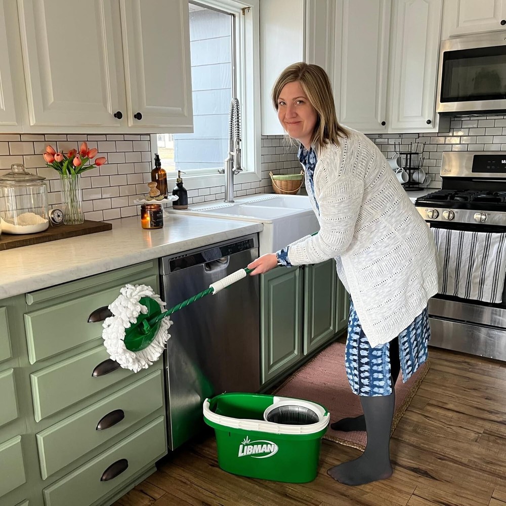Tornado Spin Mop System with 4 Microfiber Heads - No-Tip Bucket & Spin Chamber