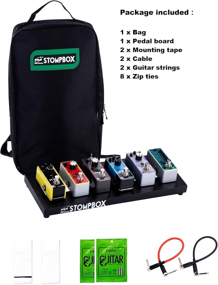 Sturdy Mini Pedalboard with Mounting Tape and Ties
