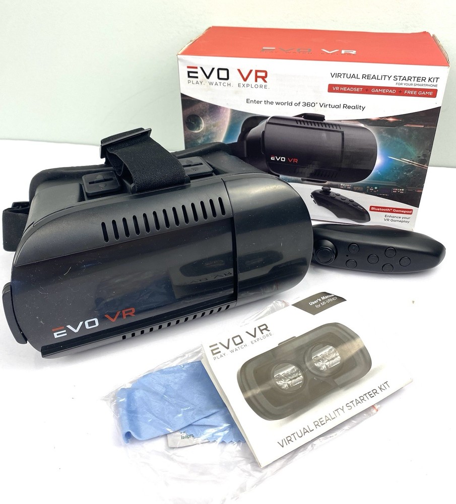EVO Virtual Reality Smartphone VR Headset Starter Kit 360 Degrees Bluetooth