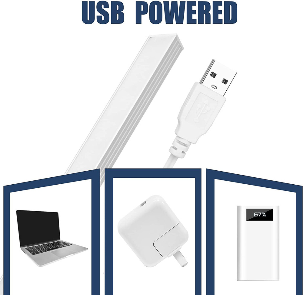 DWEPTU USB Powered under Cabinet Lighting, 12" Tool-Free Mount Dimmable LED Stri