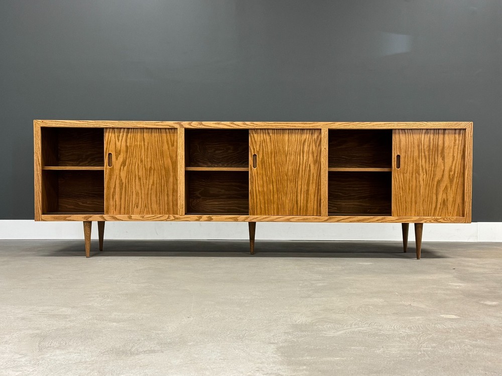 Refinished Oak 96” Sideboard Credenza