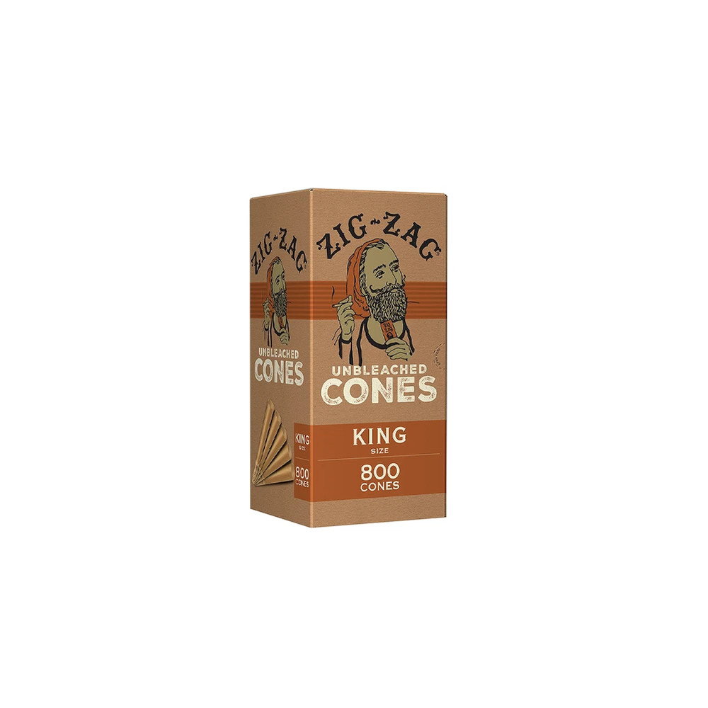 ZIG-ZAG Pre Rolled Cones Unbleached King Size Rolling Papers 800 Count Box