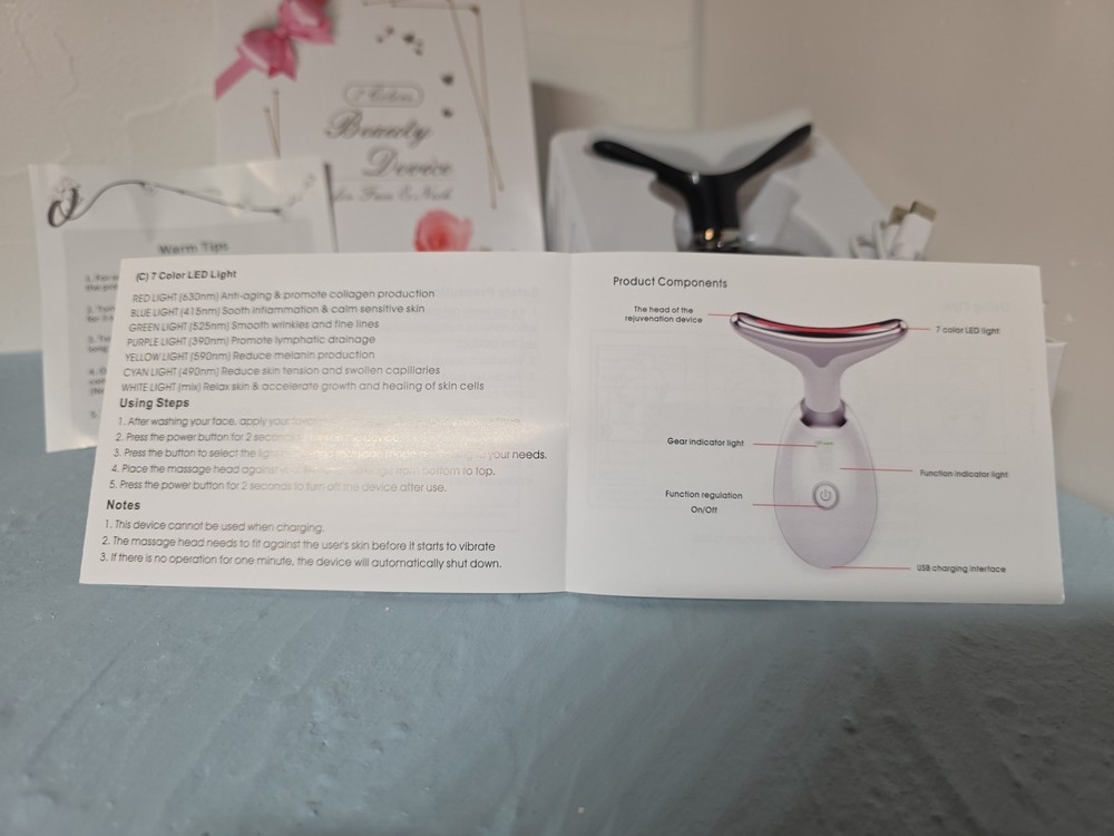 GlamorGlow 7 Colors LED Light Therapy Face & Neck Therapy Device