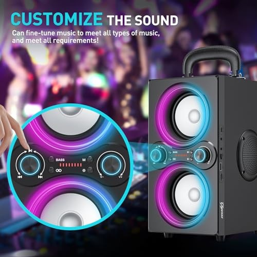 Bluetooth Speakers, 80W(Peak) Wireless TWS Portable Bluetooth DeepBlack