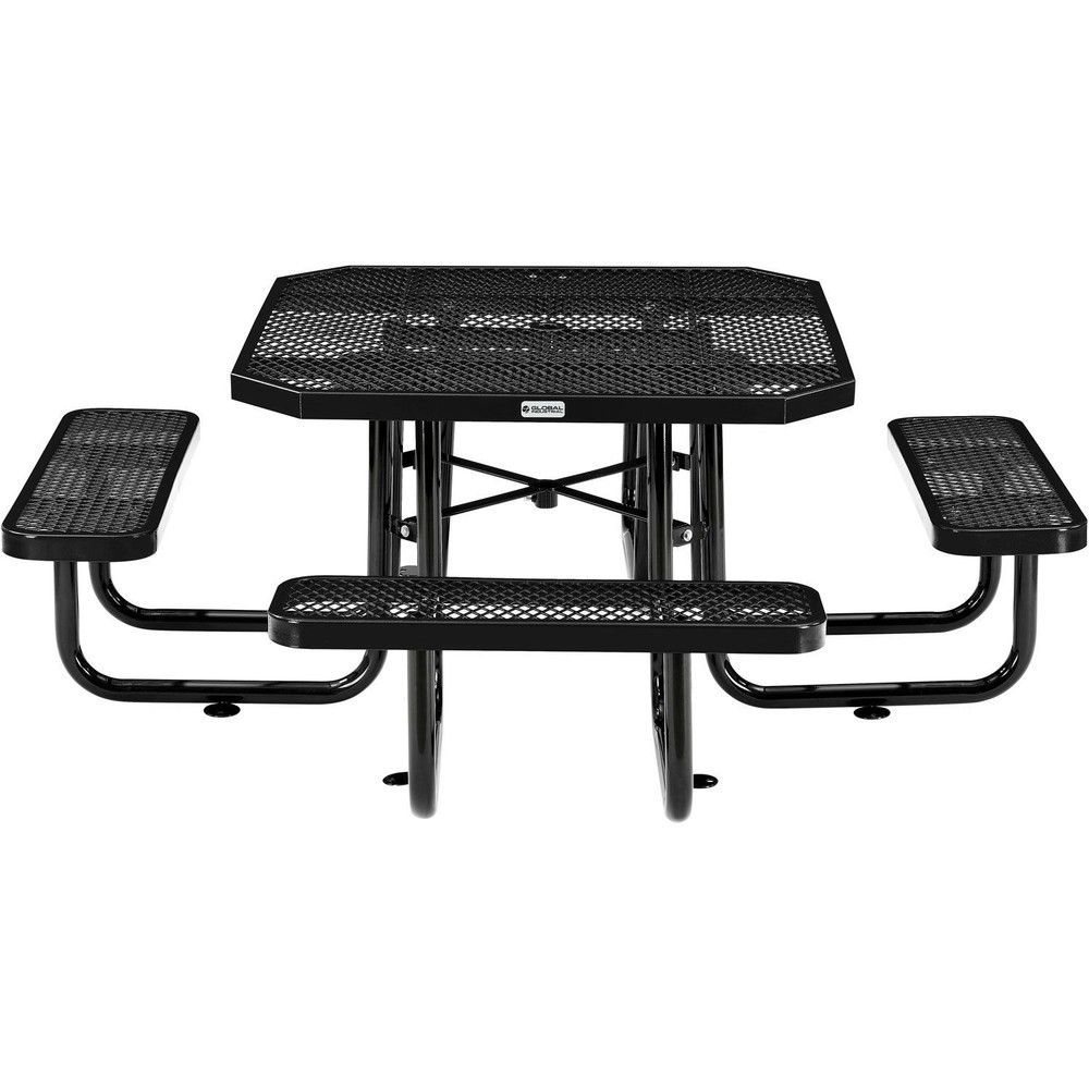Global Industrial 46" Octagonal Picnic Table Expanded Metal Black