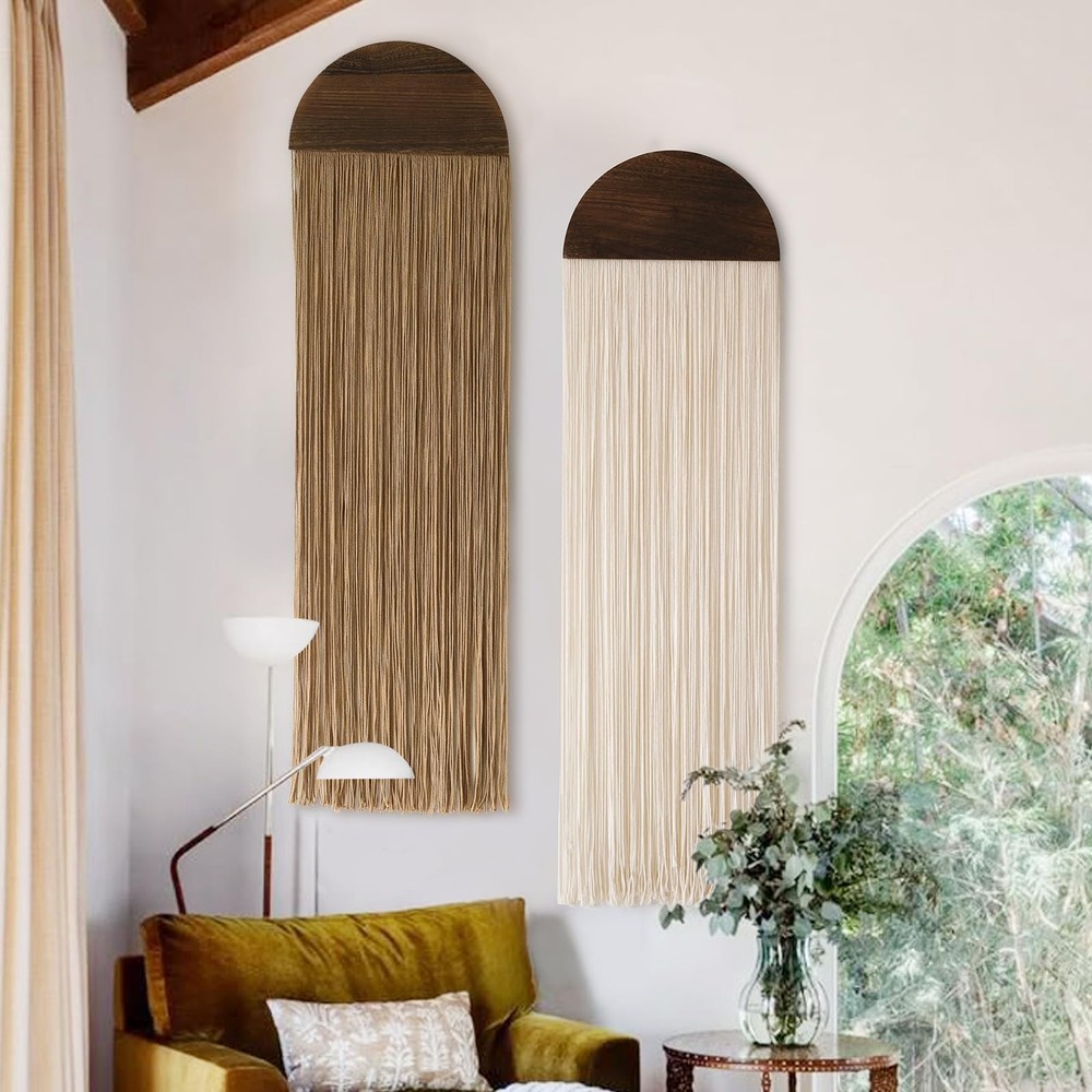 2 Pcs Macrame Wall Hanging Boho Wall Decor Handmade Macrame Art Tapestry Wedd...