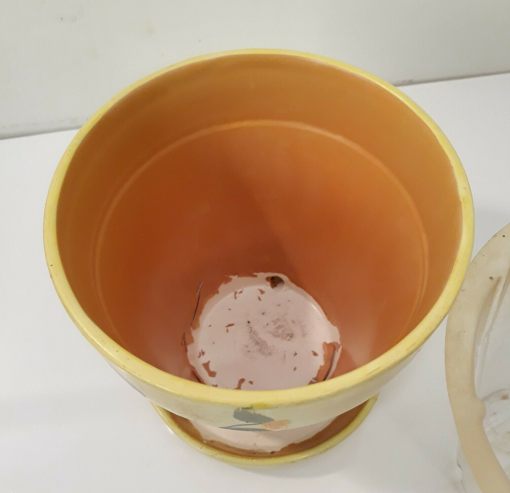 Flowerpot Ceramic Planter Attached Base Plastic Liner FTD 5.5" Tall 5.5" Opening