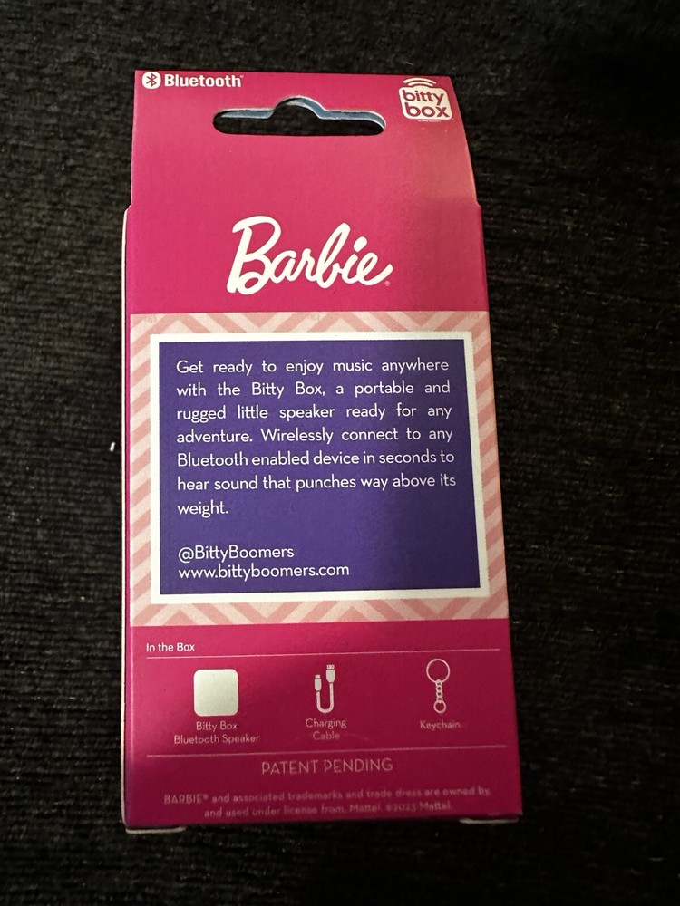 MATTEL BARBIE Bitty Box, Bluetooth Speaker Miniature With Keychain New