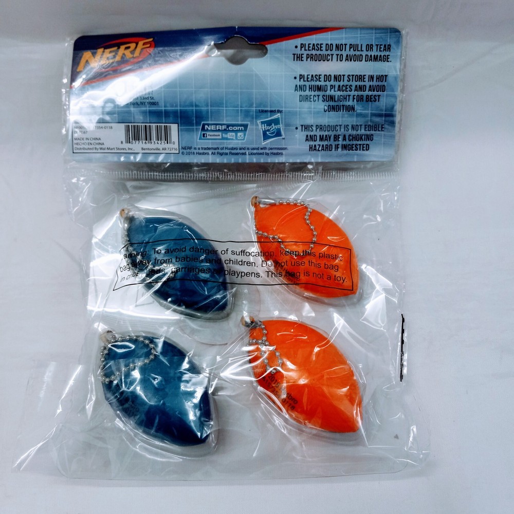 Hasbro Nerf Football 4 pack Key Chains Ages 3+
