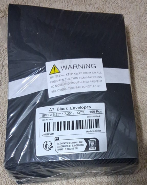 100 Pack Black A7 Envelopes 5X7, For  Invitations