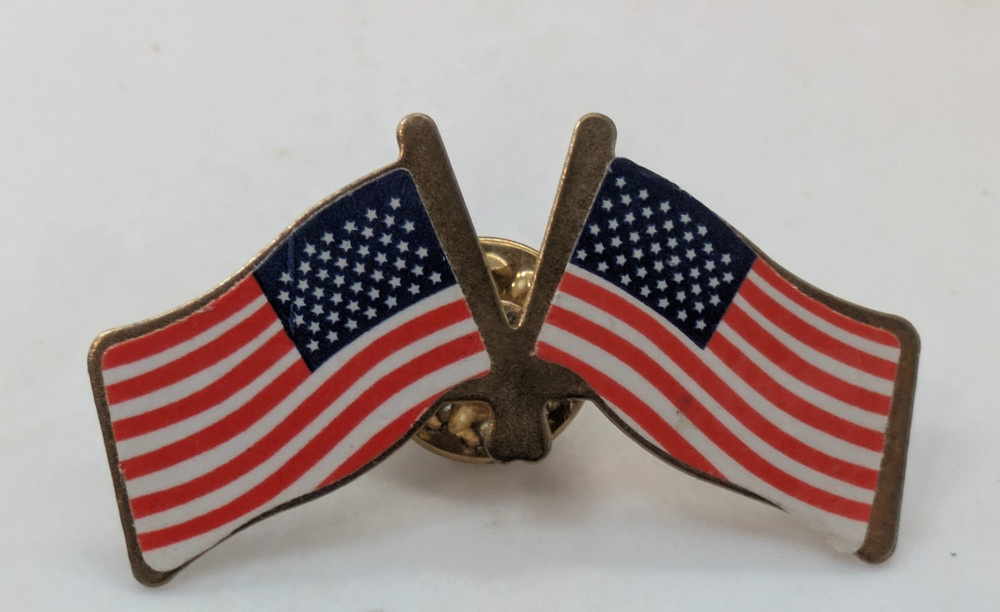 Dual American Flags Lapel Pin