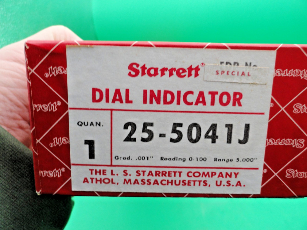 Starrett 25-5041J Long Range Dial Indicator 0-3.000" Range 0-100 Continuous Dial