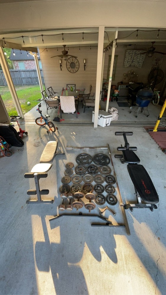 *SEND OFFERS* Squat Rack with Lat Pull-down PLUS ALL WEIGHTS *READ DESCRIPTION*