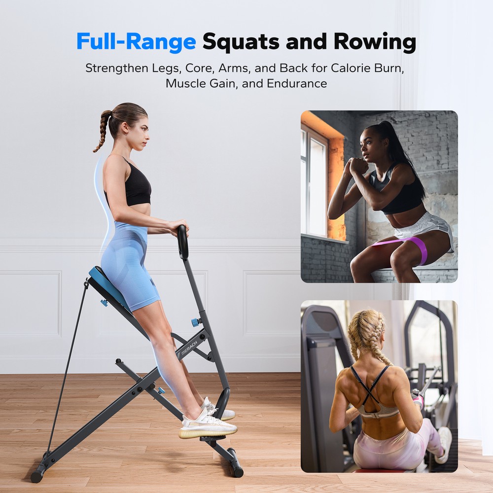 MERACH Squat Machine Adjustable Resistance Glutes Workout Foldable Easy Setup