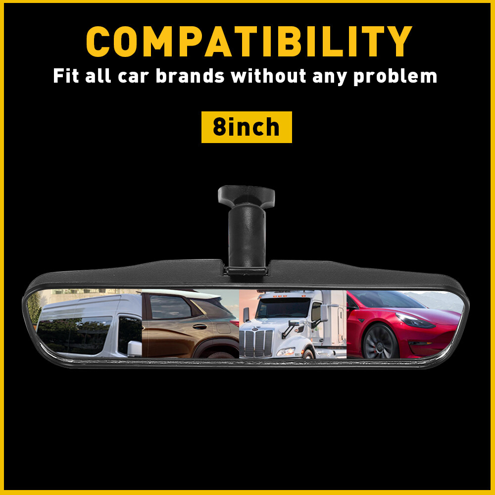 8 For Universal Black For Universal View Rear Mirror Interior Replacement EW