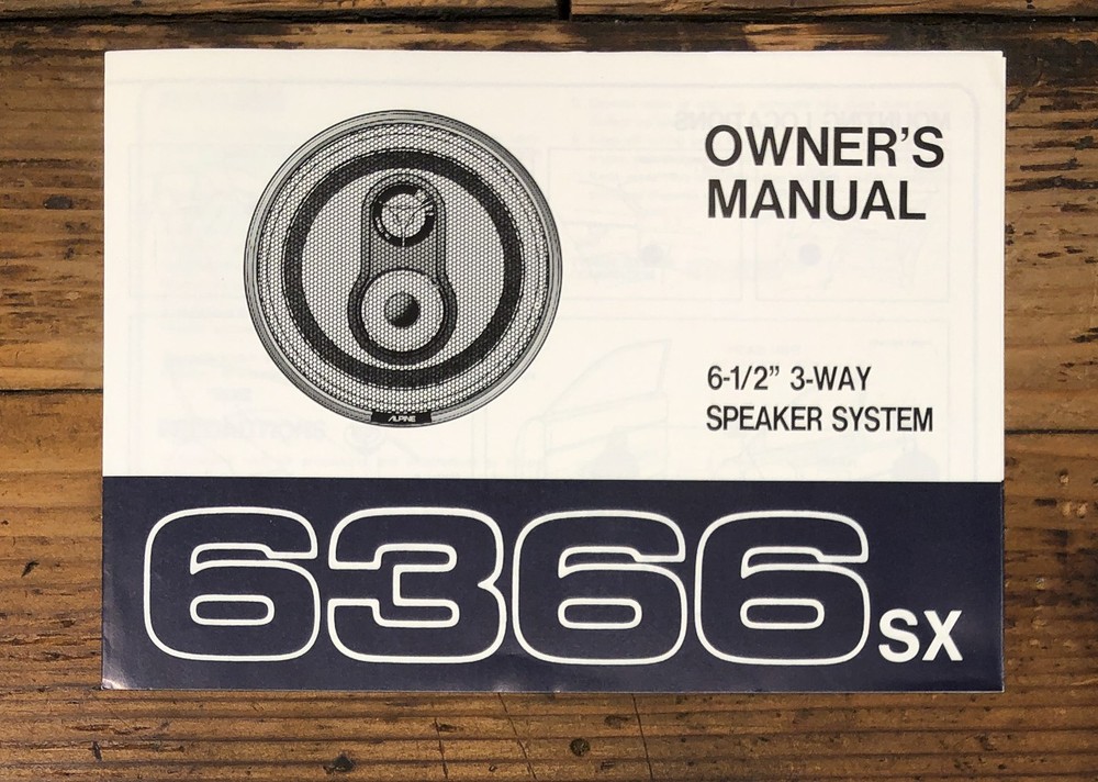Alpine Model 6366 Speaker Owners / User Manual *Original*