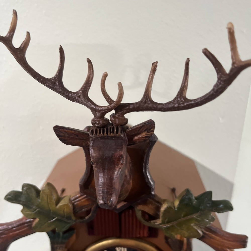 Black Forest Cuckoo Clock Deer-head in working order.