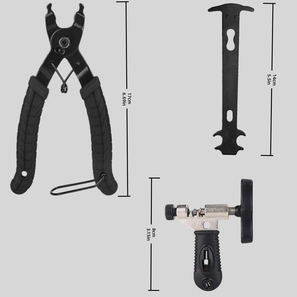 Bicycle Chain Repair Tool Kit With Breaker Multi Function Maintenance Black