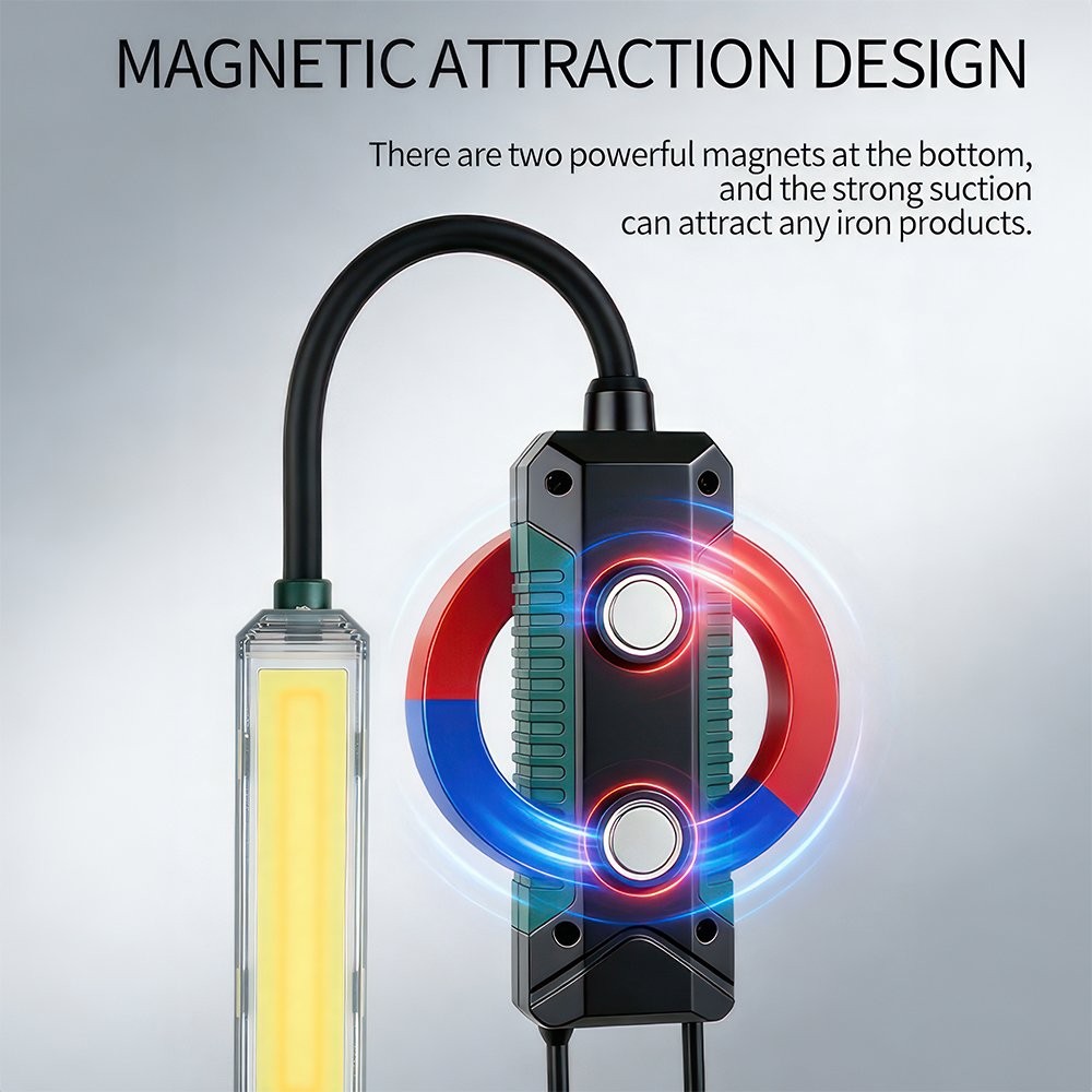 LED Work Light Gooseneck Magnetic Lamp Flexible Flashlight Torch & Hook 5 Modes