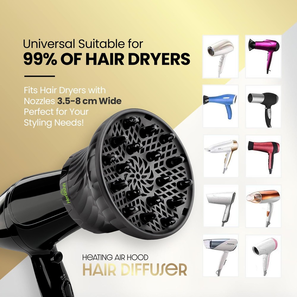 Universal Hair Dryer Diffuser Attachment Adjustable 3.5-8cm Adds Volume