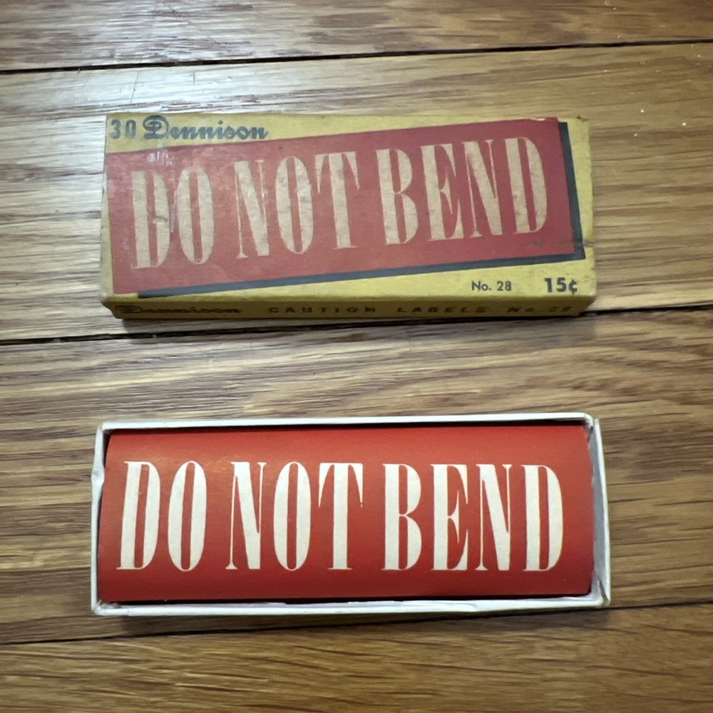 Dennison Caution Labels No. 28 “DO NOT BEND” 15 Cent Box Clean
