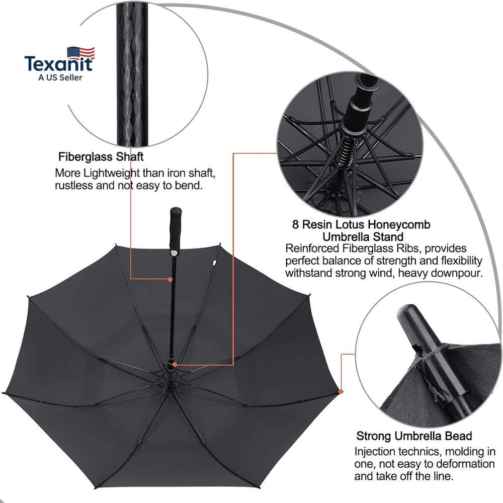 47/54/62/68 Inch Automatic Open Golf Umbrella Oversize Extra Large Double Canopy