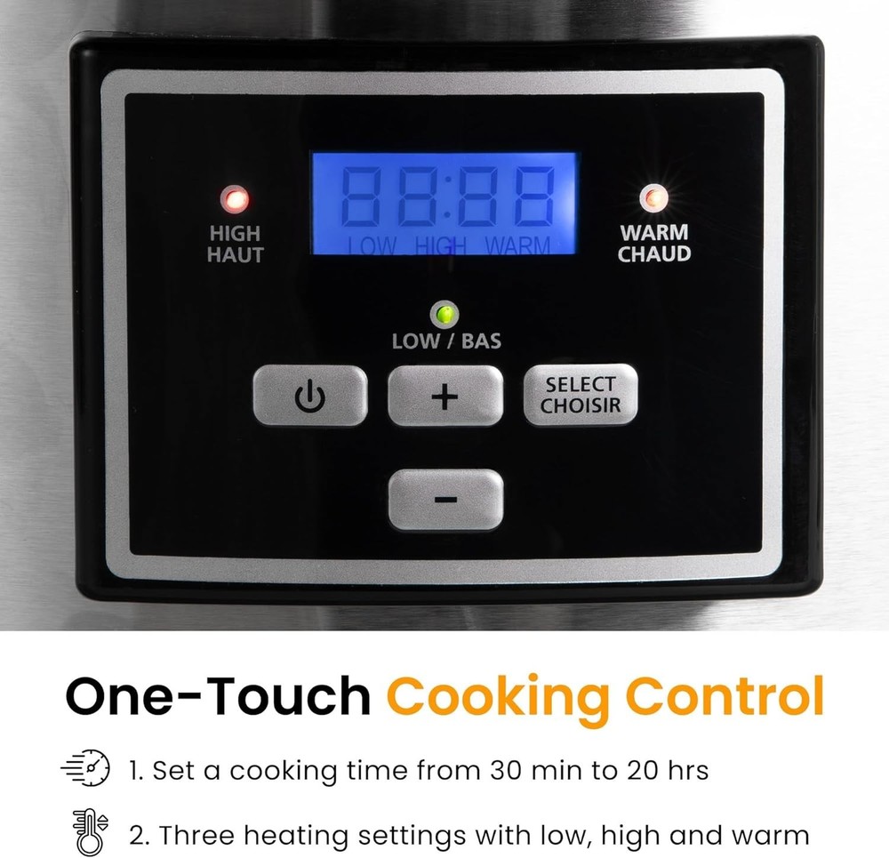 6 Quart Programmable Slow Cooker with 2 in 1 Silicone Liners, Multi-Cooker Fo...