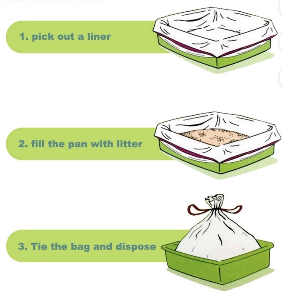 Cat Litter Box Liners, Drawstring Litter Liner Bag, Extra Large, 2 Pack. /1L