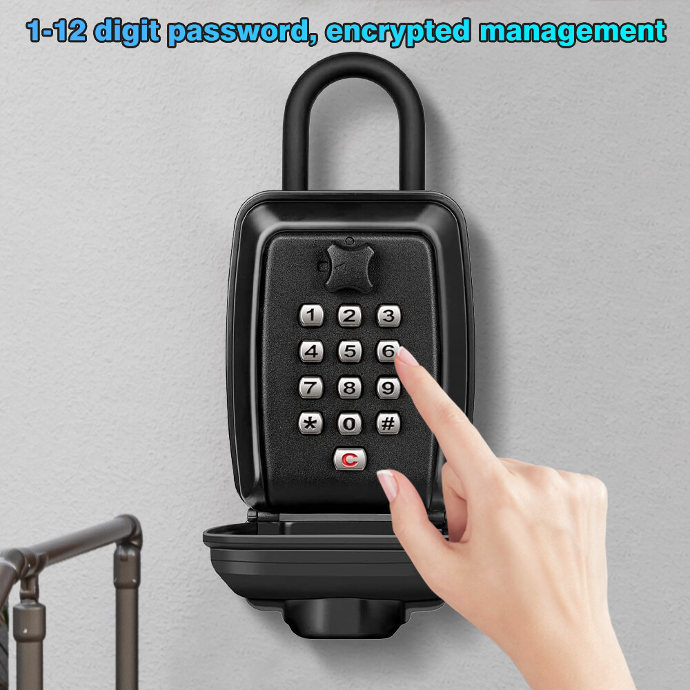 Password Key Lock Box Waterproof 12-Digit Combination Key Safe Metal Key Storage