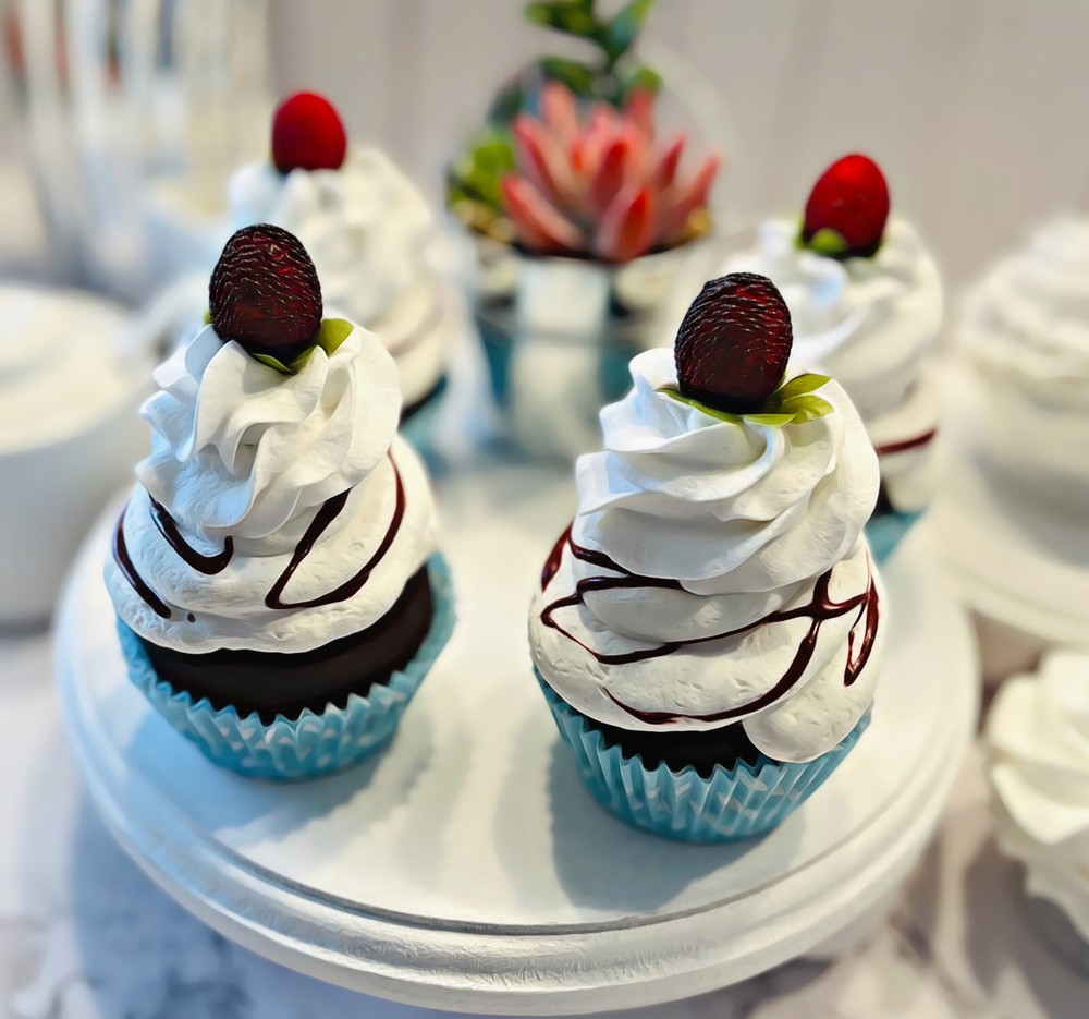 DEZICAKES Fake Cupcakes & Cake Artificial Food Raspberry Cupcake