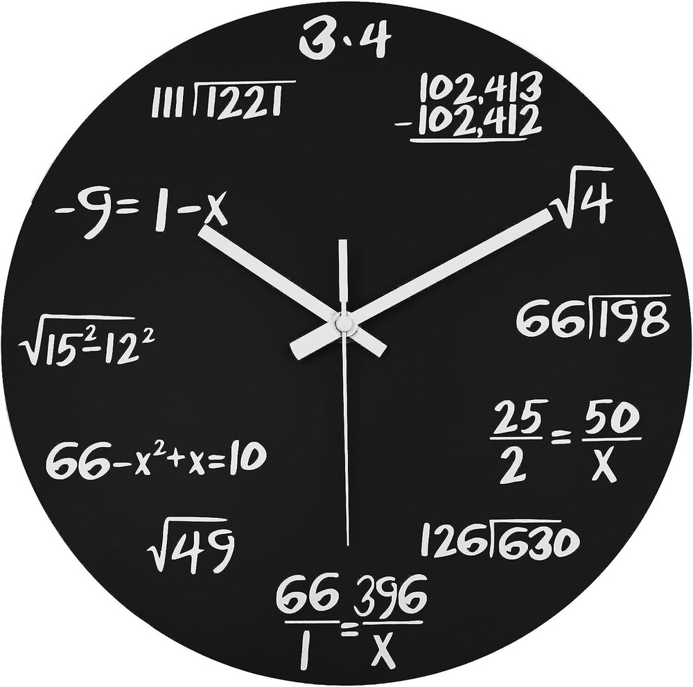 Math Wall Clock Algebra Equations Mathematic Hour Minute Watch Home Decor Gift