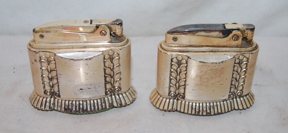 2 Ronson Diana Silver Plate Table Lighters w/ Boxes