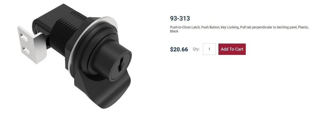 SouthCo LOCK PUSH W/KEY & KEEPER 93-313