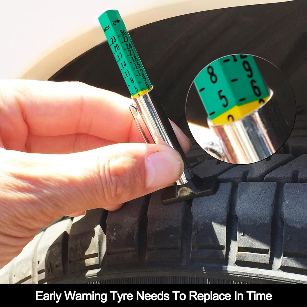 GODESON Tire Tread Depth Gauge,Two-Sided Smart Color Coded Depth...