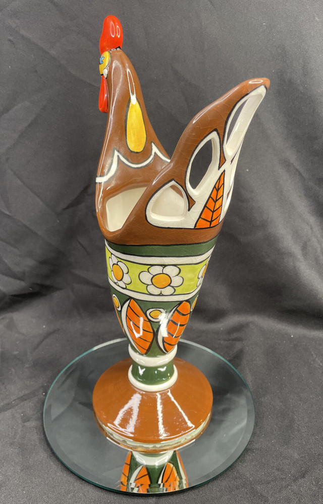 Ceramic Rooster Vase Planter 13”