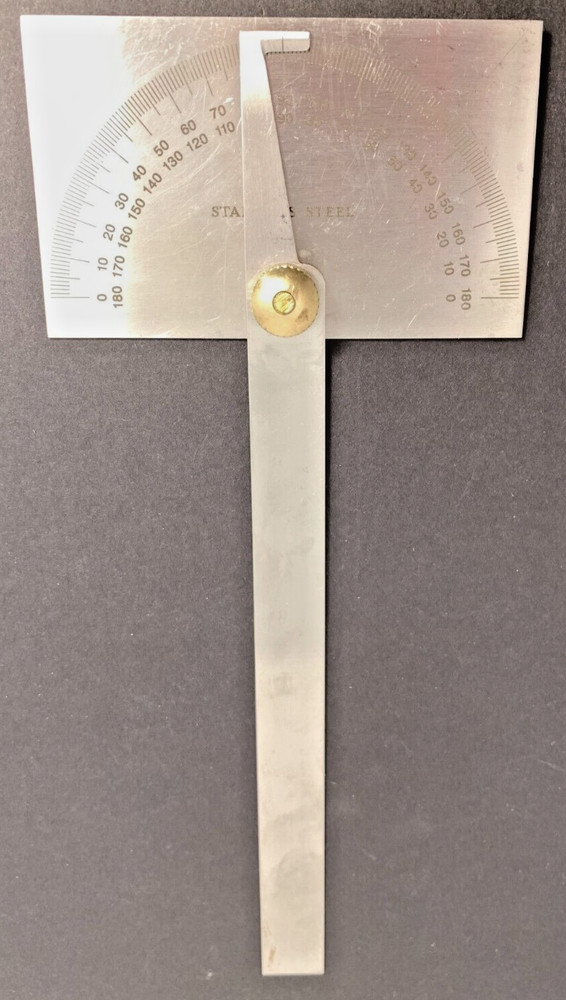 180 Degree Square Head Depth Gage Protractor SS [e-07]