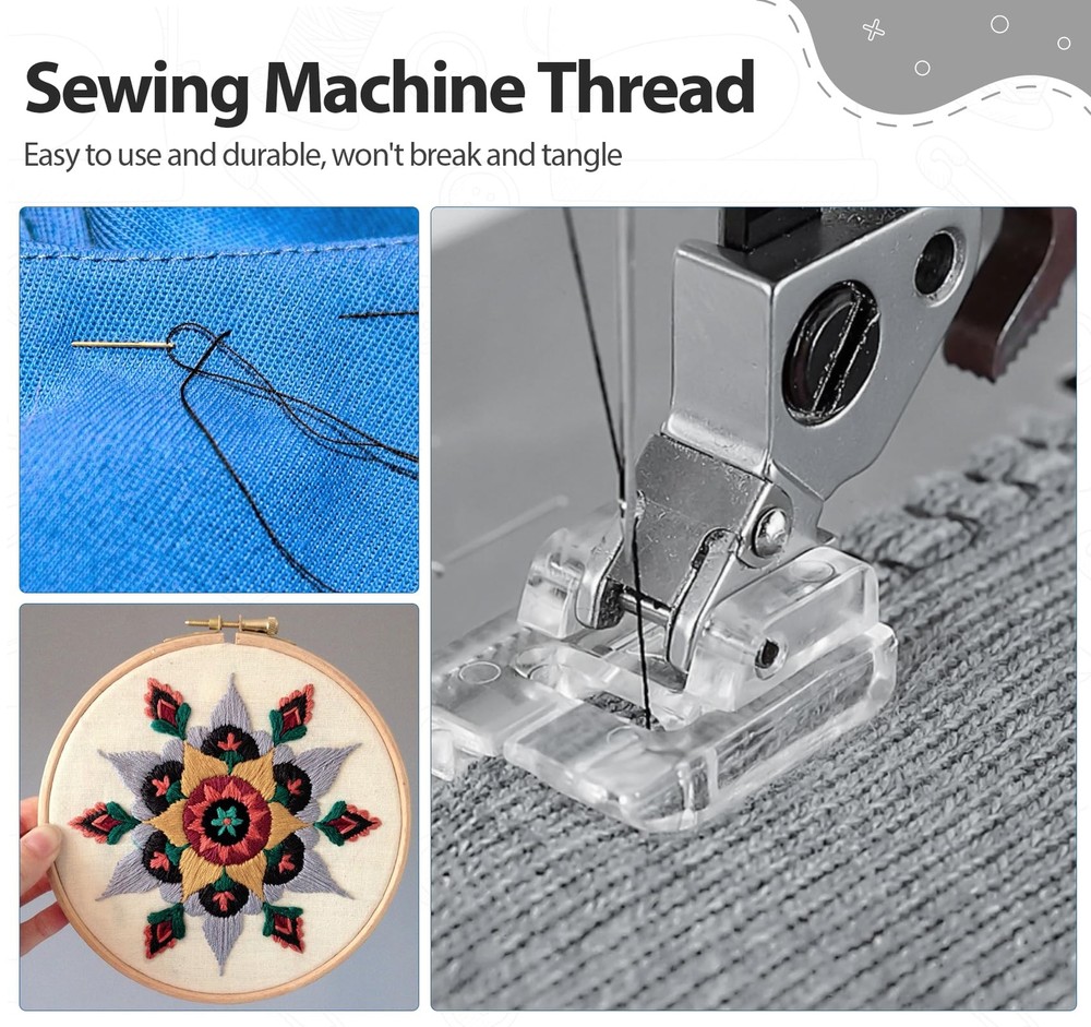 Serger Thread 4 Cones Threads of 3000 Yards Each Spool All Purpose Thread for...