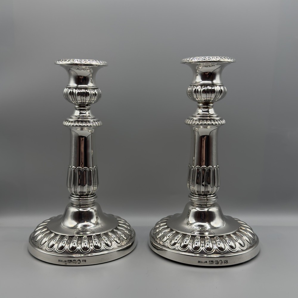 Rare Antique George III Telescopic Silver Candlesticks John & Thomas Settle 1817