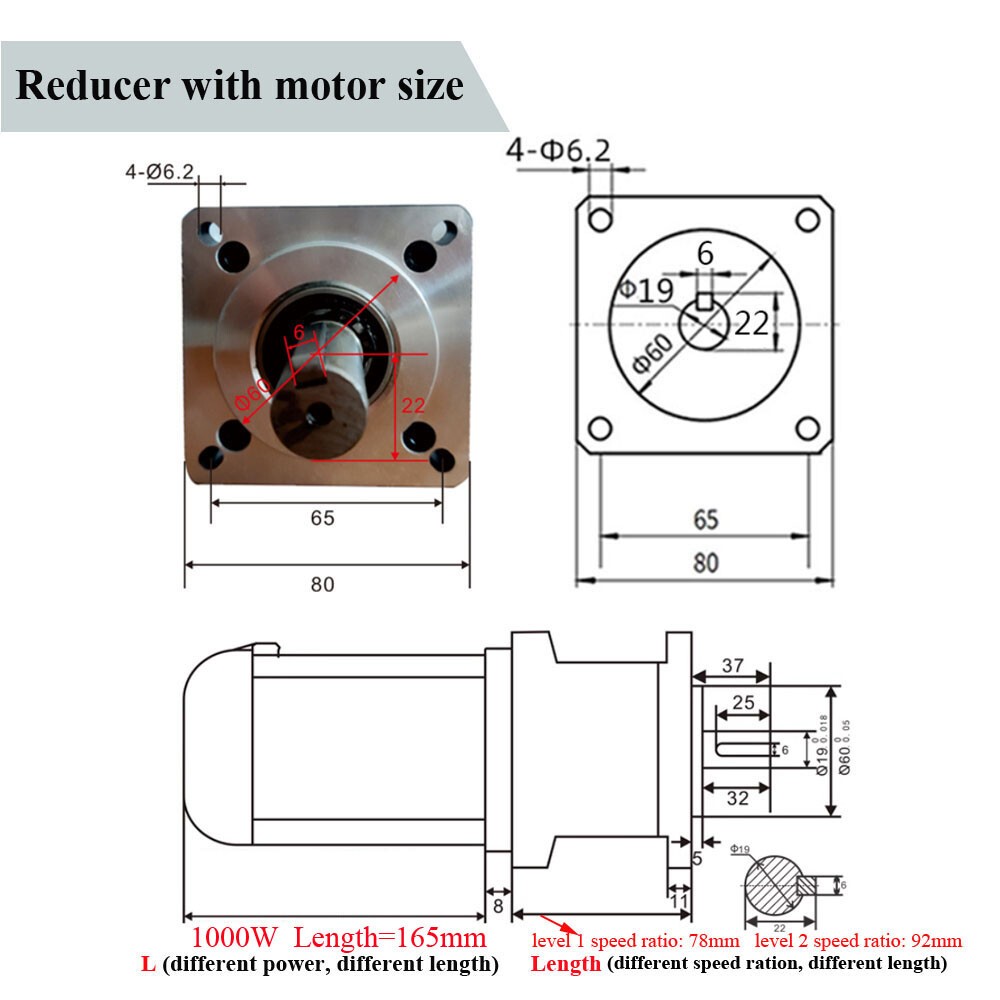 1000W DC Brushless Motor Variable Speed Controller Planetary Gearbox Reducer