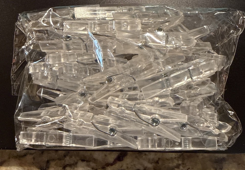 48 pcs Clear Mini Plastic Clothes Pins