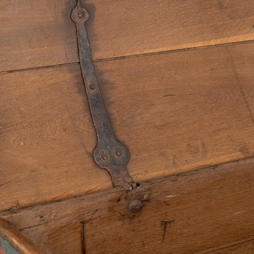 Original Blue Painted Dome Top Trunk from Sweden dated 1804