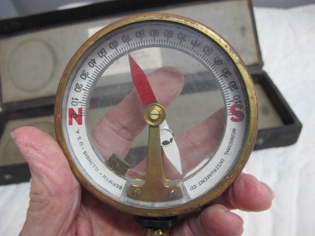 WS Darley Brass Dip Needle Compass in Case Telescoping
