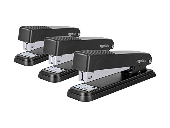 Amazon Basics Full-strip Metal Office Desktop Stapler, 20 Sheet Capacity, 3 Pack