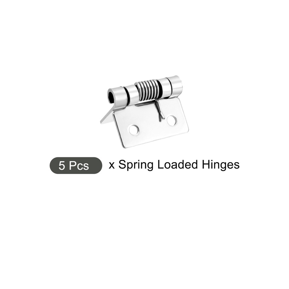 5Pcs Spring Loaded Hinges 0.98'' 304 Stainless Steel Self Closing Spring Hinge