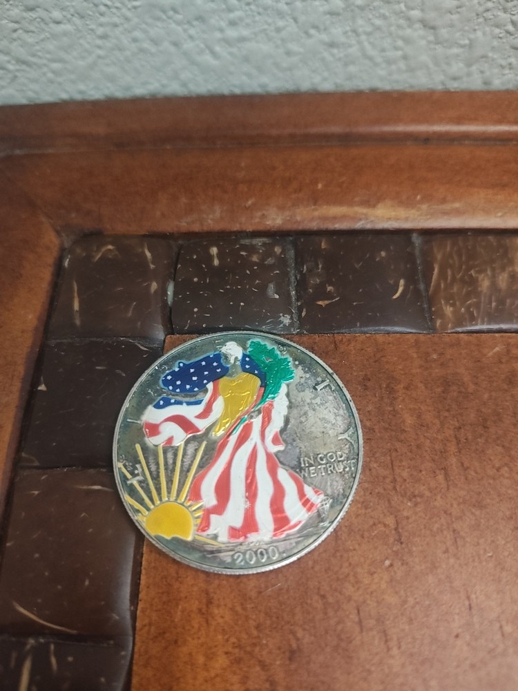 2000 Painted Walking Liberty Silver 1 oz American Eagle $1