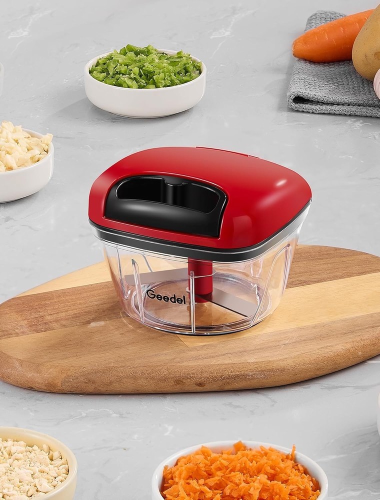 Manual Food Processor Vegetable Cutter, Geedel Pull Chopper with String, Food Ch