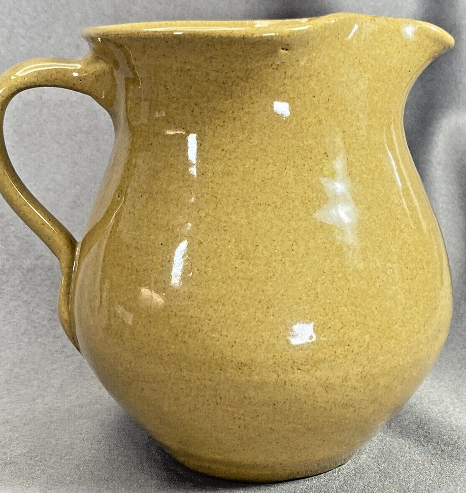 Hand Made Yellow/Brown Speckled Pottery Pitcher 28oz