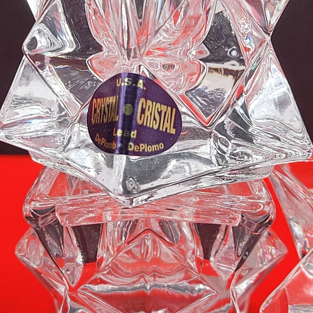 (4) Taper holders ~ DePlomb Crystal ~ 2" X 2" ~ stackable ~ USA
