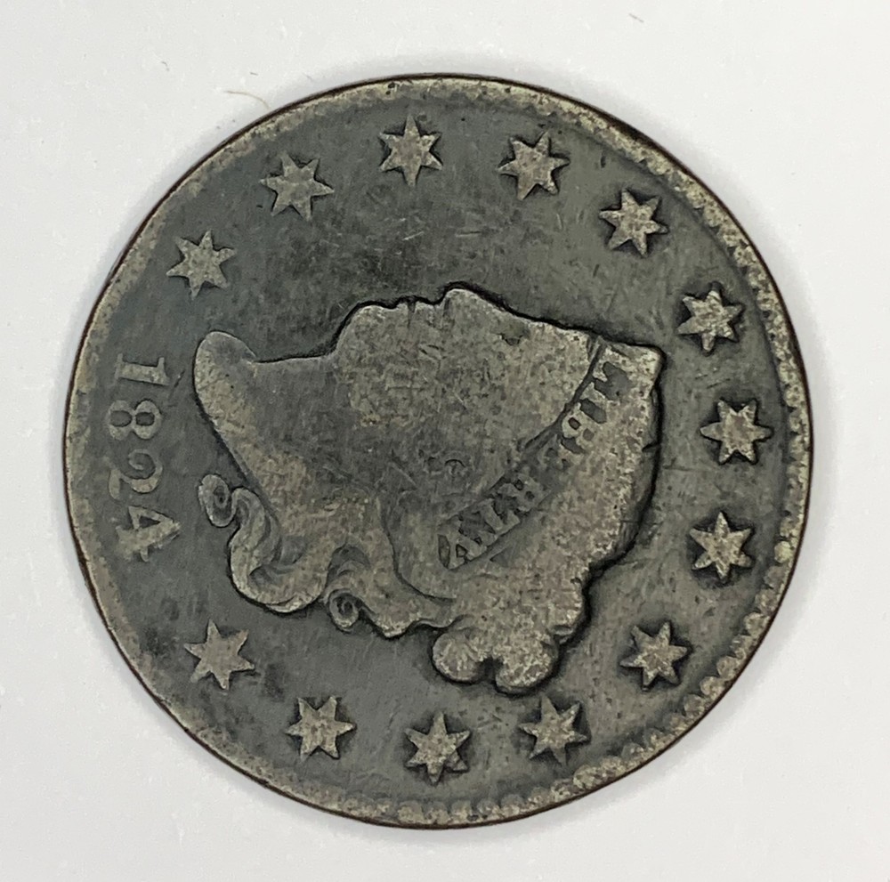 1824 4/2 Coronet Liberty Head Large Cent 4 Over 2