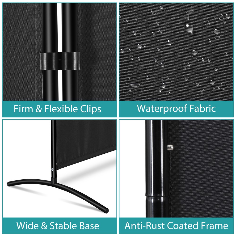 3 Panel Room Divider Black Folding Privacy Panel Screens for Office Separation